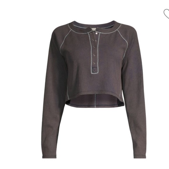 Free People Intimately Early Night Crop Top in washed black - Picture 2 of 11